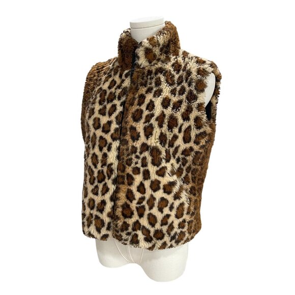 Cejon Leopard Faux Fur Vest Women Small Winter Cozy Animal Print Glam Layering - Picture 5 of 9